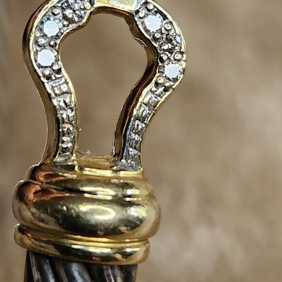 David Yurman Sterling Silver & 18K Yellow Buckle Bangle Bracelet - Picture 5 of 7